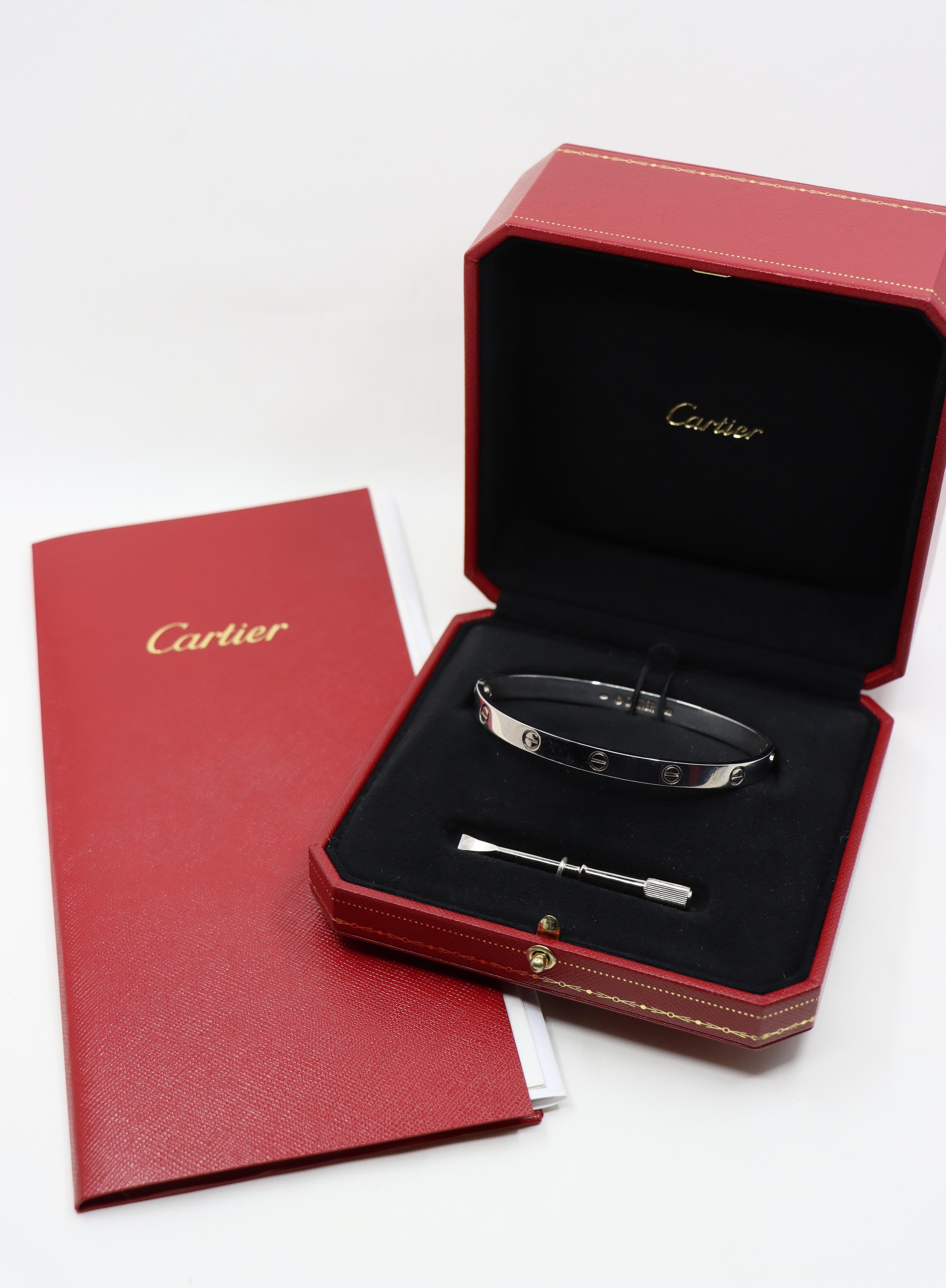Women's or Men's Cartier 18K White Gold Classic Model LOVE Bracelet For Sale