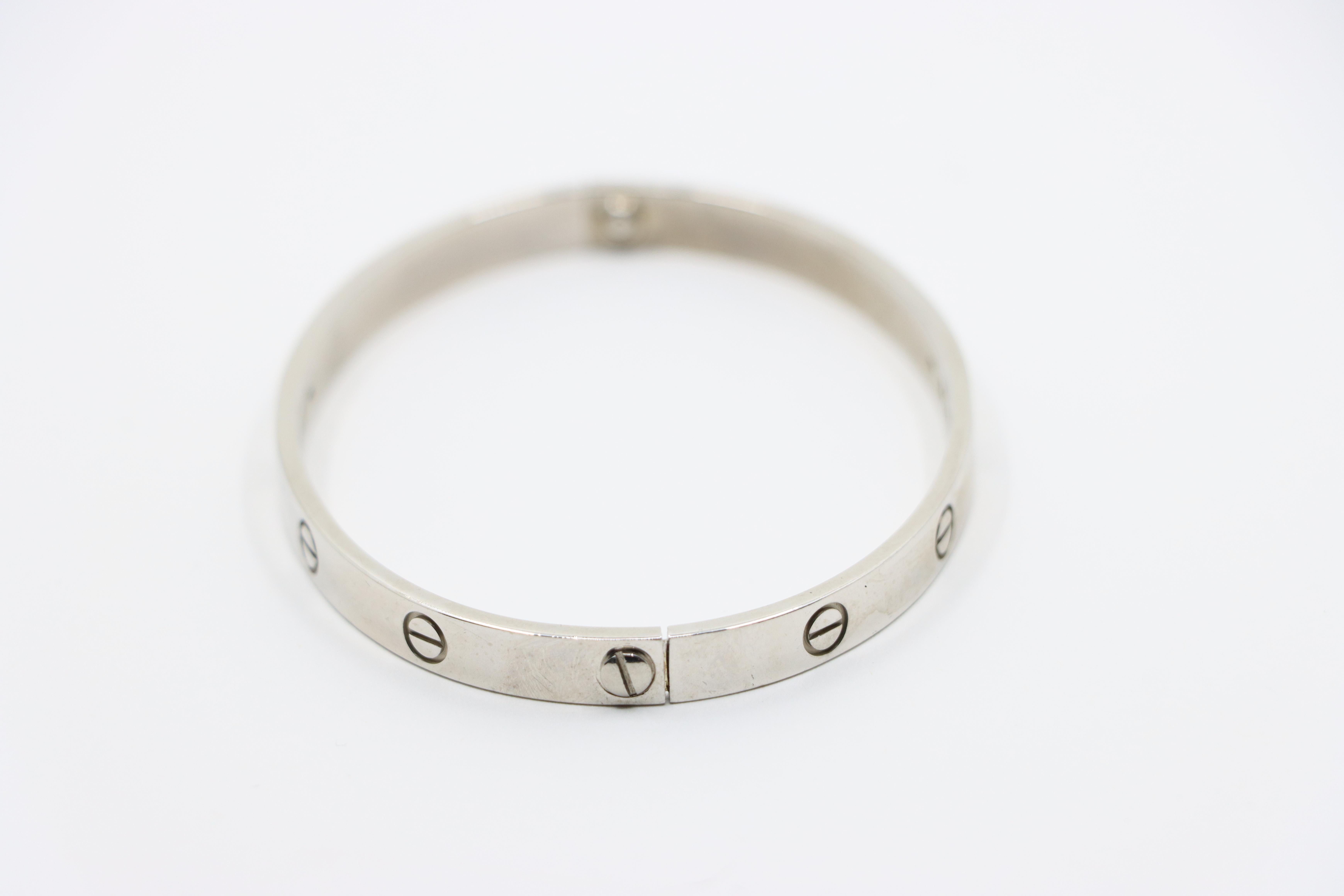 Cartier 18K White Gold Classic Model LOVE Bracelet For Sale 3