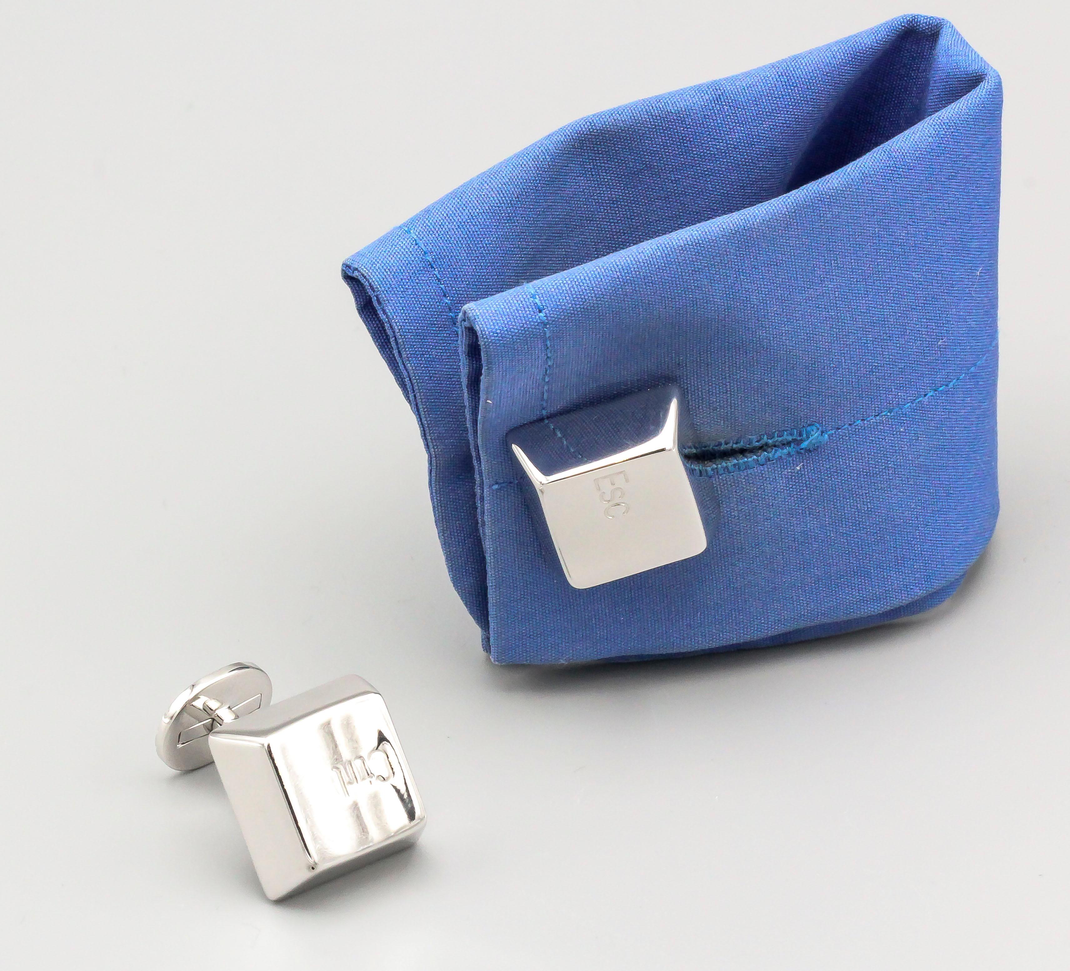 Cartier 18 Karat White Gold Computer Key Cufflinks 1