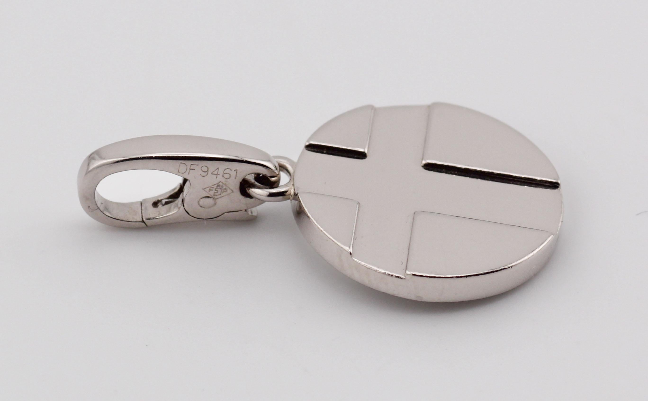 Women's or Men's Cartier 18K White Gold Cross Charm Pendant For Sale
