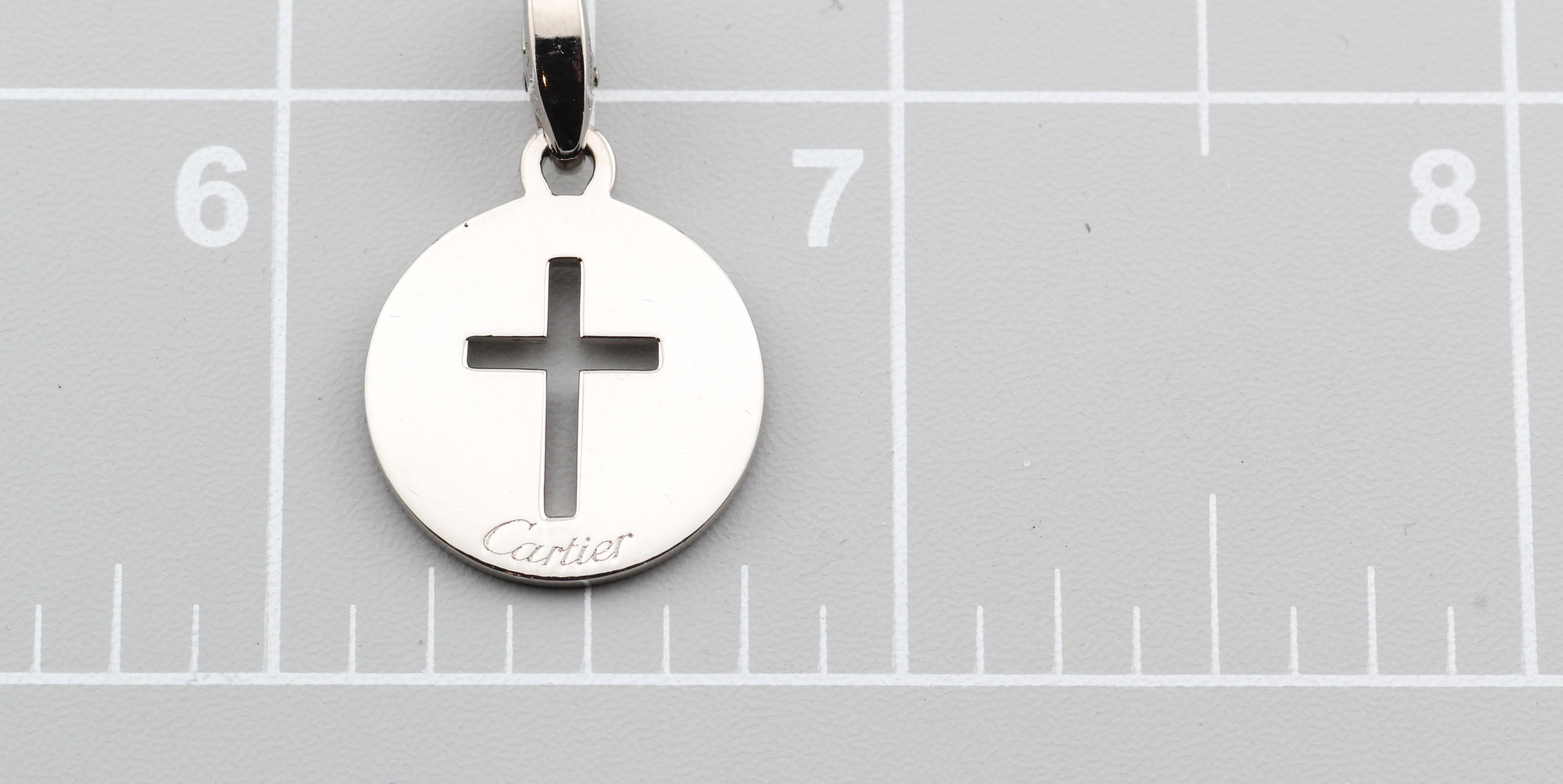 Contemporary Cartier 18K White Gold Cross Charm Pendant