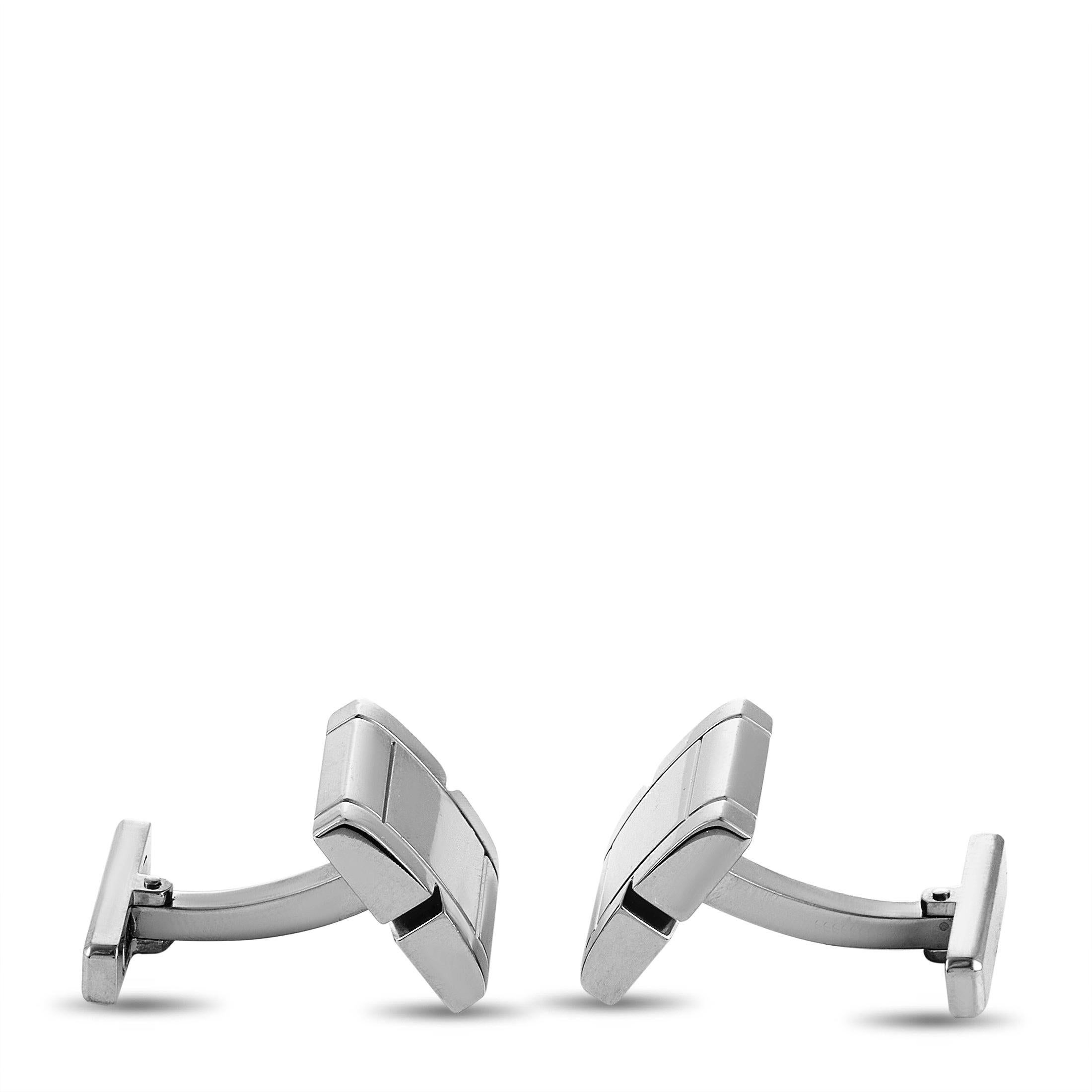 Cartier 18 Karat White Gold Cufflinks In Excellent Condition In Southampton, PA