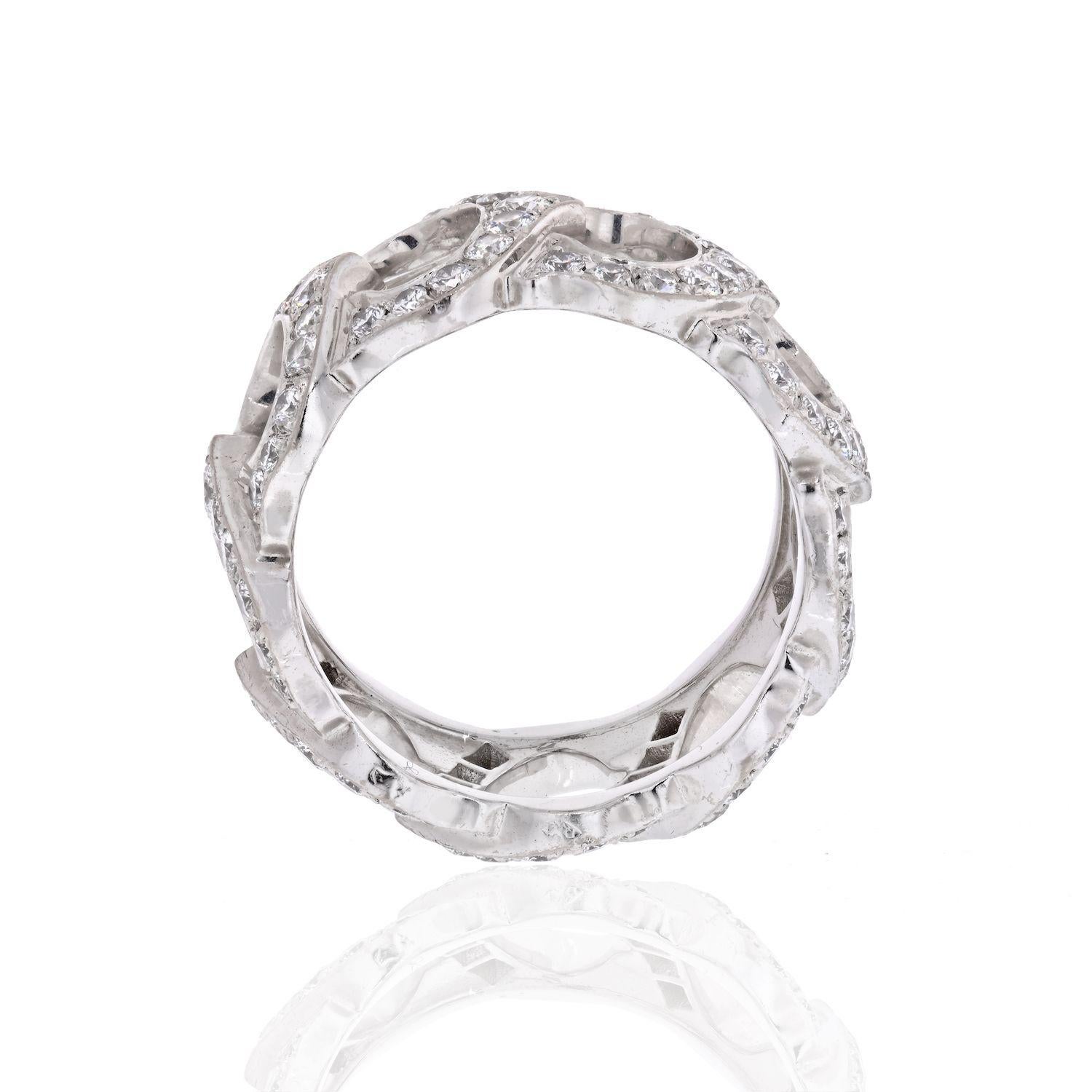 Round Cut Cartier 18 Karat White Gold De 'C' Diamond Ring