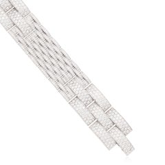 CARTIER 18K White Gold, Diamond 9 Row Panthère Bracelet