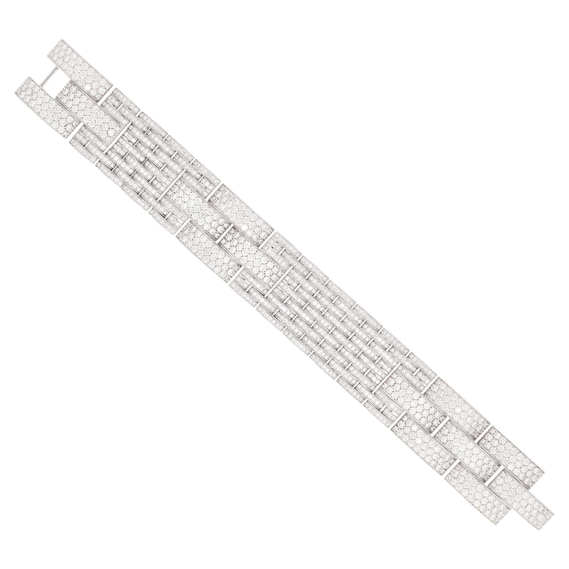 CARTIER Pulsera Panthère de oro blanco de 18 quilates y 9 filas de diamantes