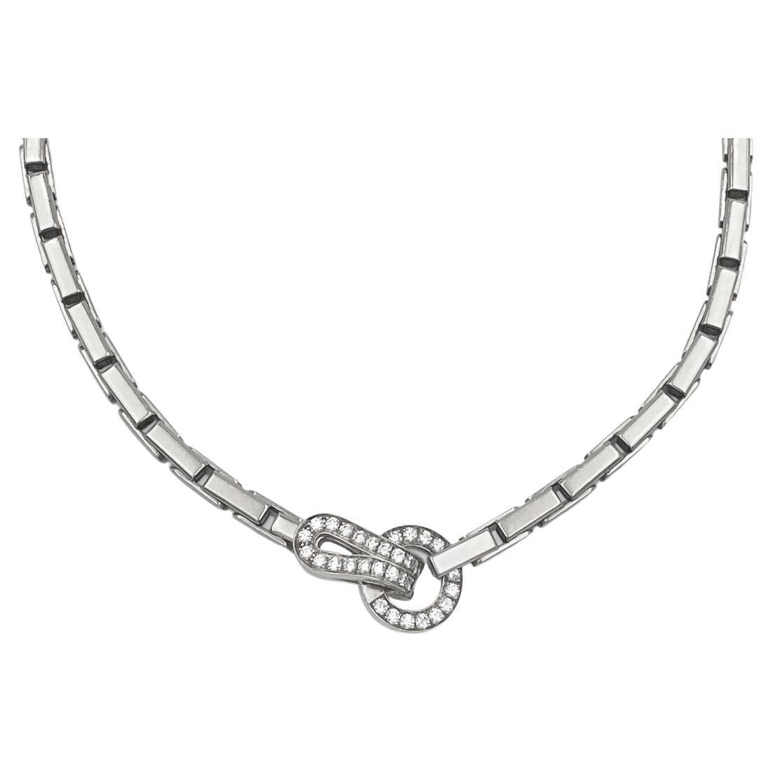 Cartier 18k White Gold Diamond Agrafe Necklace