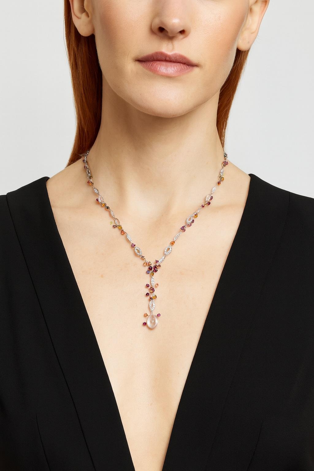 Cartier 18K Weißgold Diamant und Edelstein Meli Melo Halskette Damen im Angebot