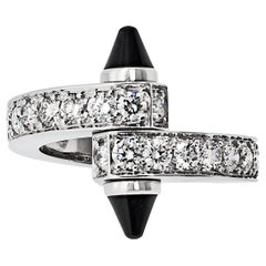 Cartier Menotte-Ring, 18 Karat Weißgold Diamant und Onyx
