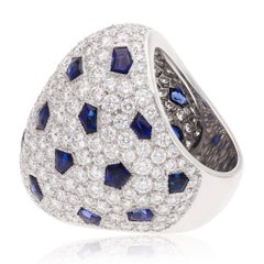 Cartier 18K White Gold Diamond and Sapphire "Lobi" Ring