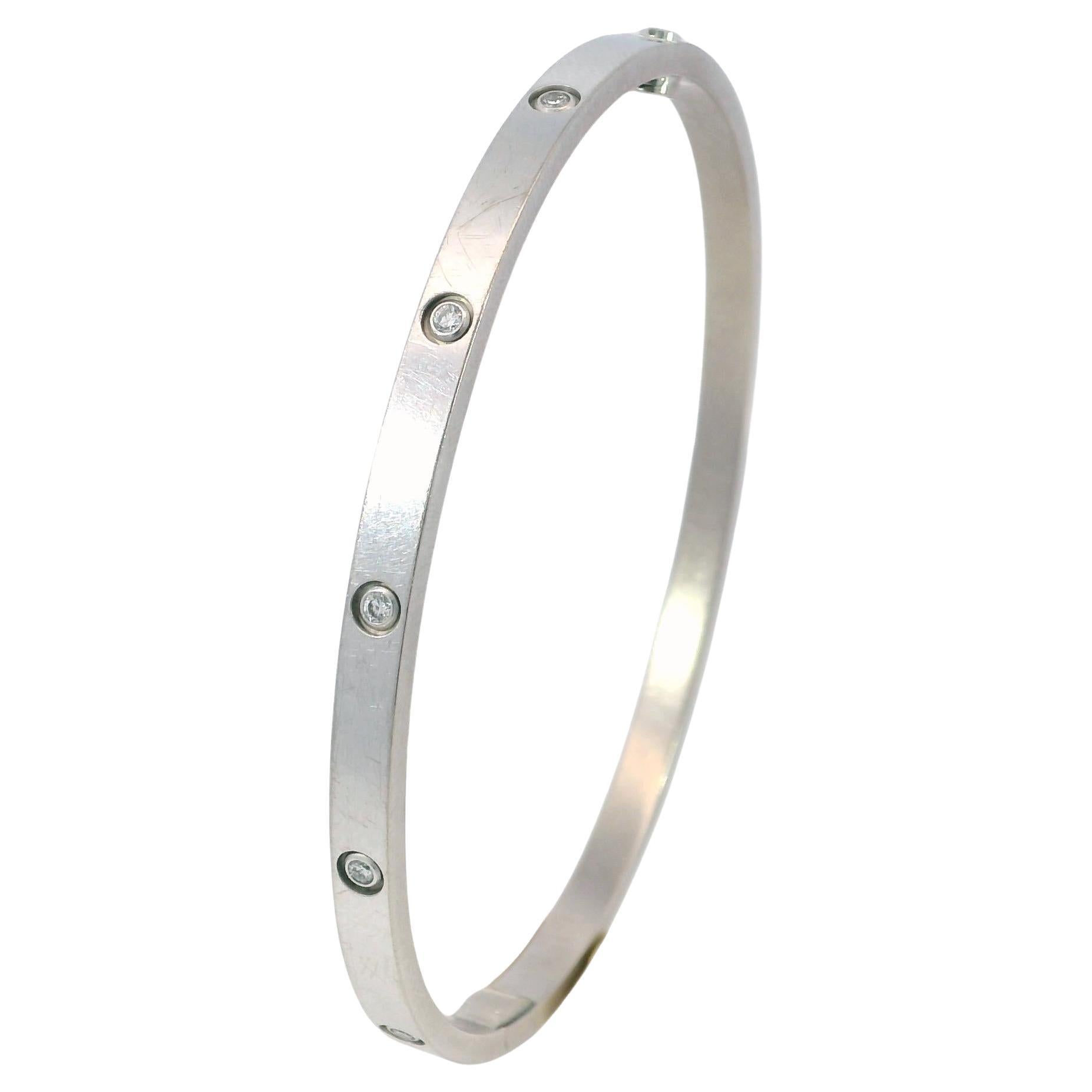 Cartier 10 Diamond Love Bracelet 18K White Gold Small Model