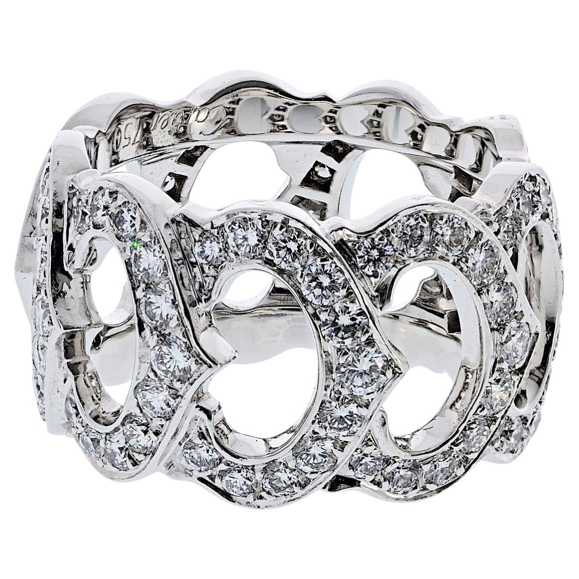 Cartier 18K Weißgold Diamant C De Cartier Ring EU 52 US 6