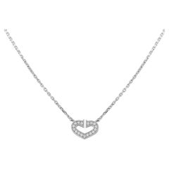 Cartier 18K White Gold Diamond C Heart Necklace  #5100