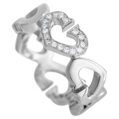 Cartier 18K White Gold Diamond C Heart Ring