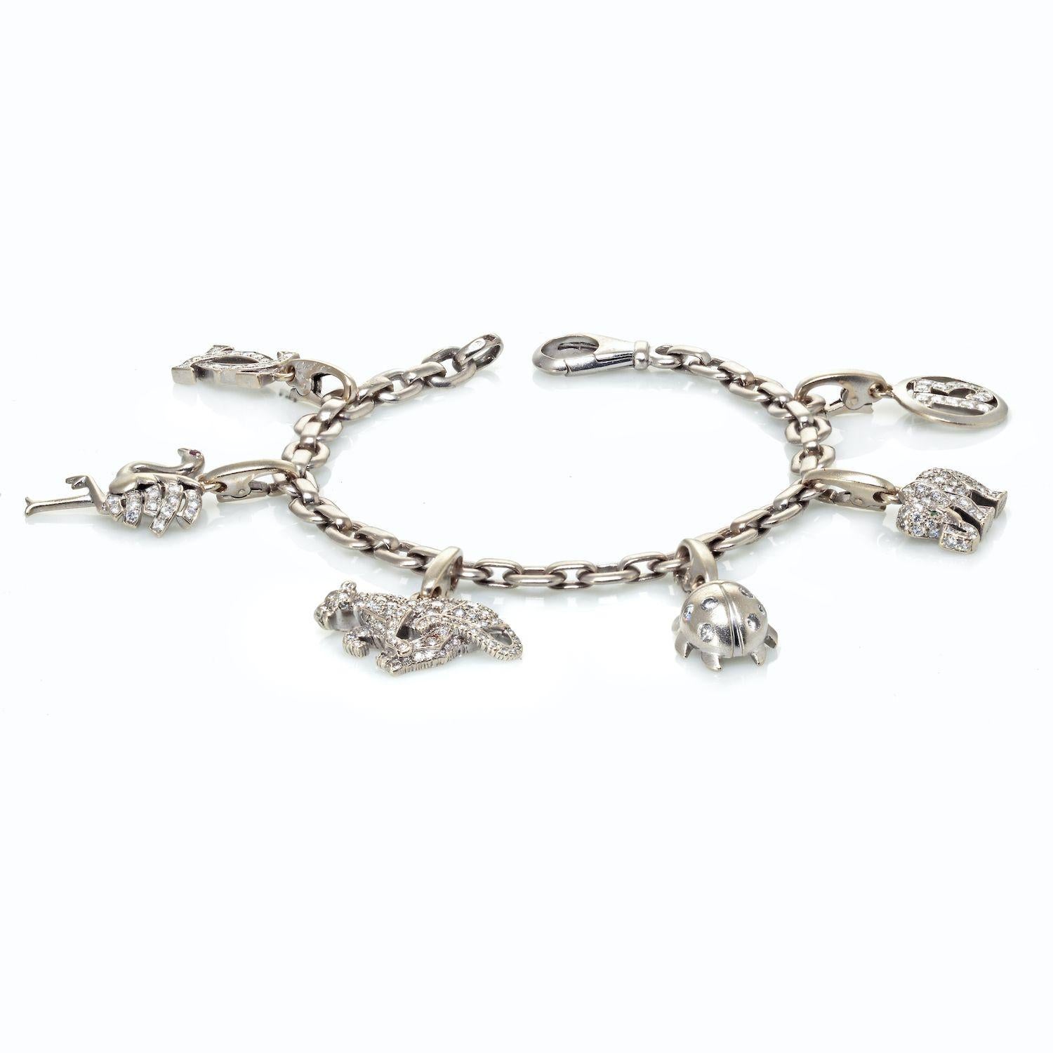 white gold bracelet with charms