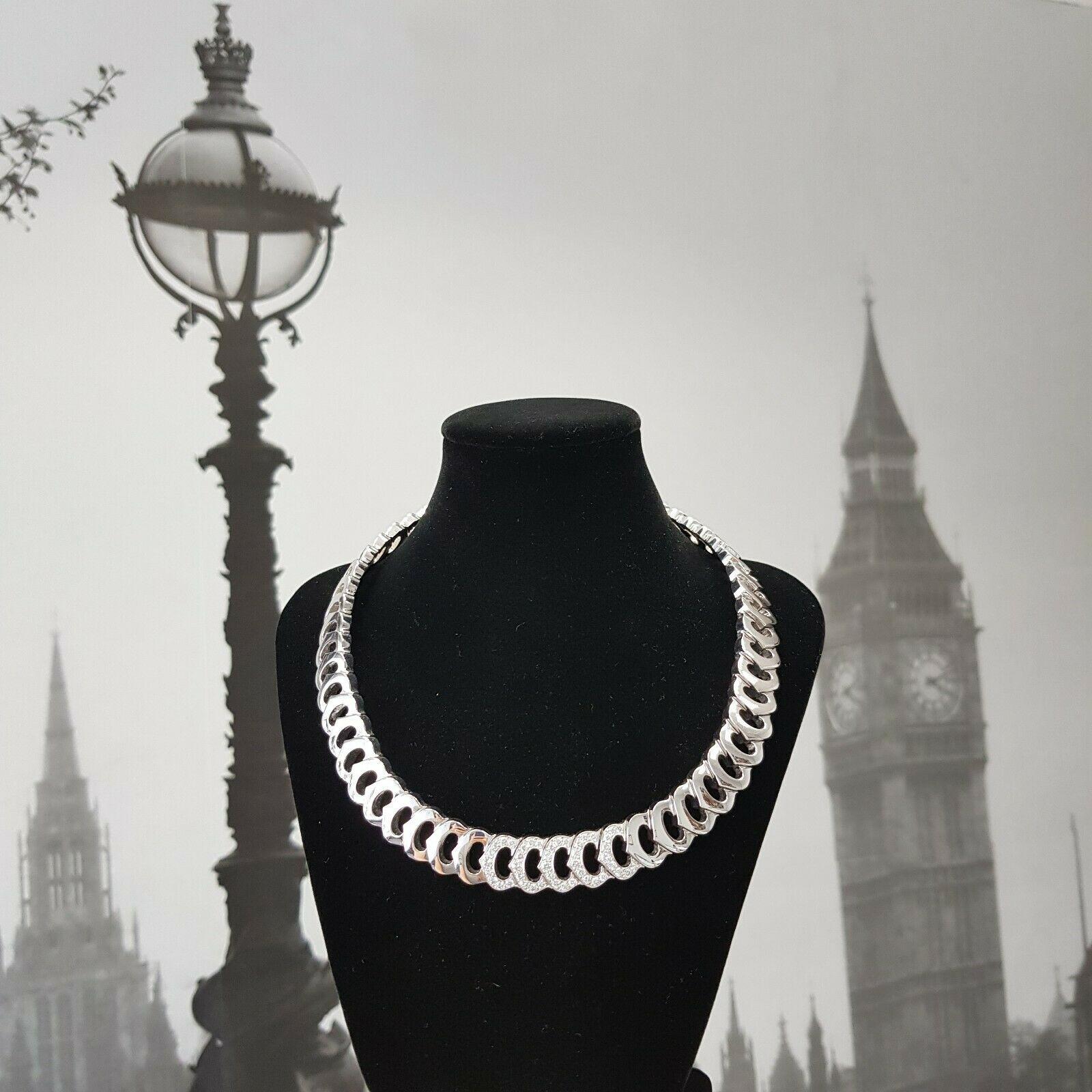Women's or Men's Cartier 18 Karat White Gold Diamond Choker Necklace 