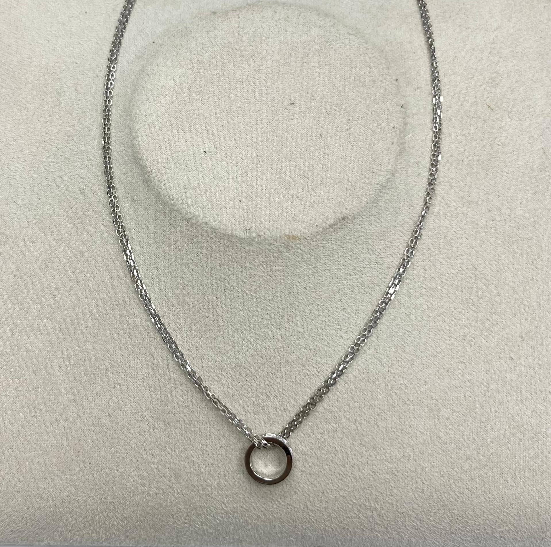 Modern Cartier 18K White Gold Diamond Circle Pendant Necklace For Sale
