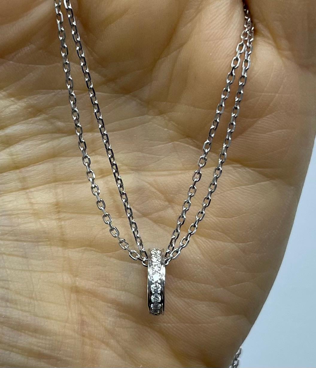 Cartier 18K White Gold Diamond Circle Pendant Necklace In Excellent Condition For Sale In New York, NY