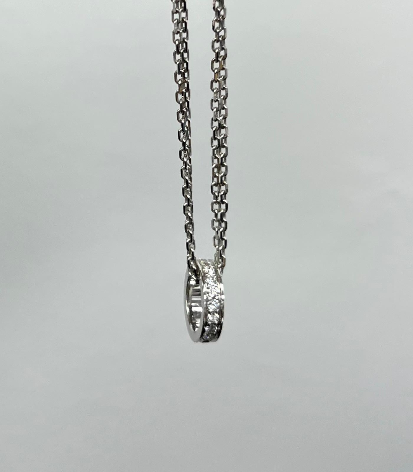 Women's Cartier 18K White Gold Diamond Circle Pendant Necklace For Sale