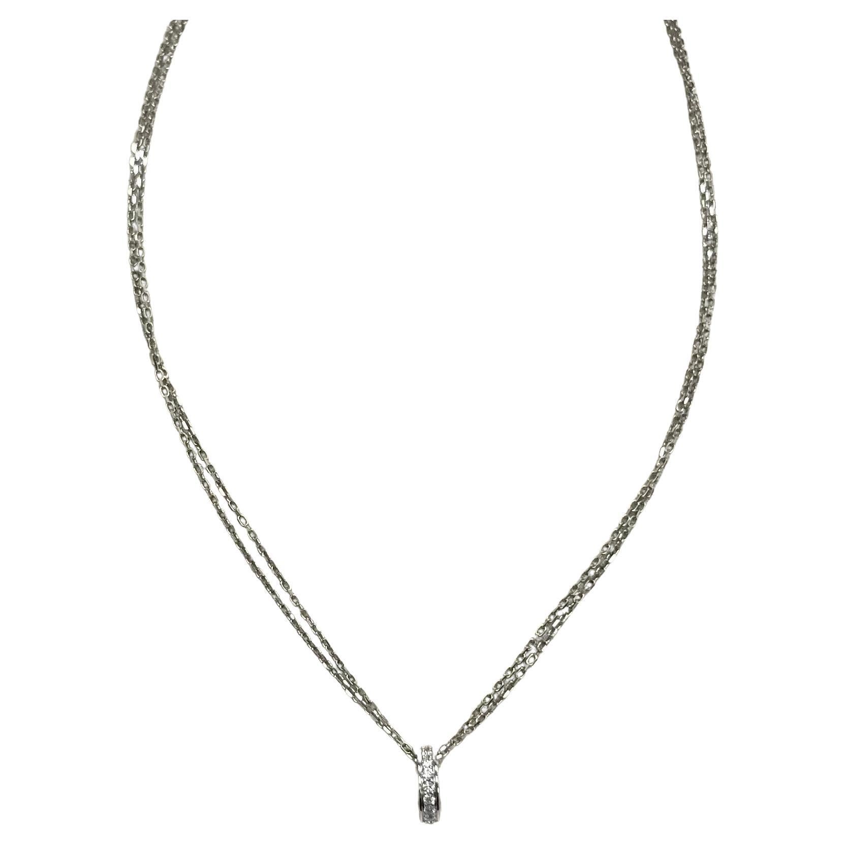 Cartier 18K White Gold Diamond Circle Pendant Necklace For Sale