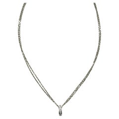 Vintage Cartier 18K White Gold Diamond Circle Pendant Necklace