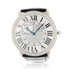 CARTIER 18K White Gold Diamond Dial and Bezel Ronde Louis Cartier 42mm Watch