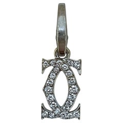 Cartier 18K White Gold Diamond Double C Pendant