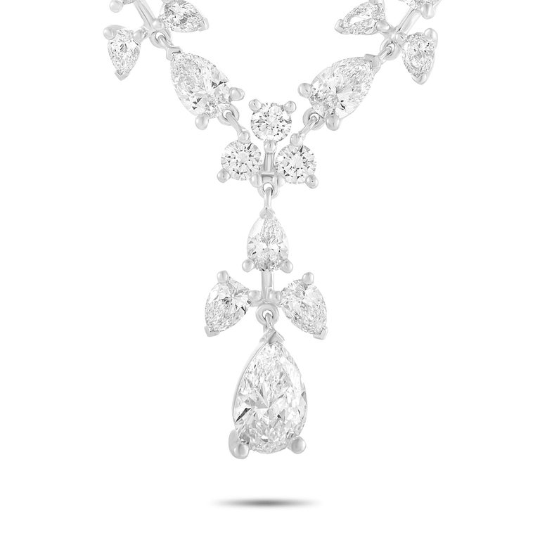 Cartier 18 Karat White Gold Diamond Earrings and Necklace Set at 1stdibs