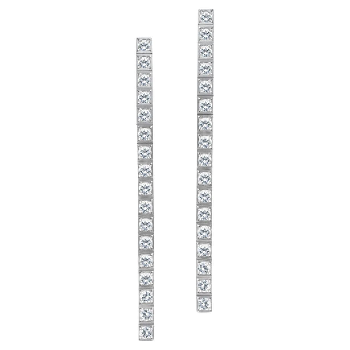 Cartier 18K White Gold Diamond Lanieres Earrings