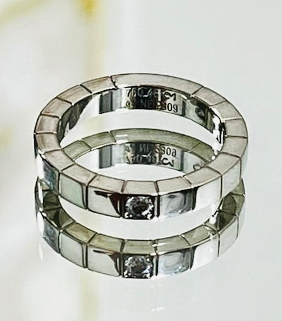 Modern Cartier 18K White Gold & Diamond Lanieres Ring For Sale