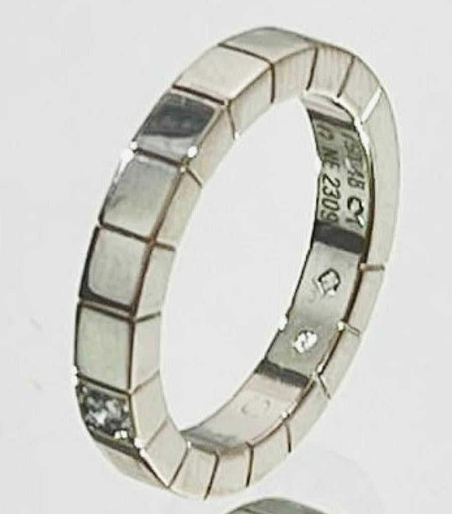 Cartier 18K White Gold & Diamond Lanieres Ring In Excellent Condition For Sale In London, GB
