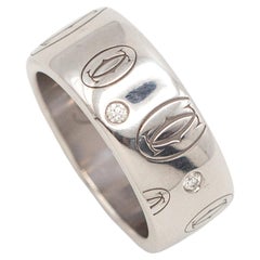 Cartier 18K White Gold Diamond Logo Band Ring, France