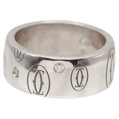 Cartier 18K White Gold Diamond Logo Band Ring, France