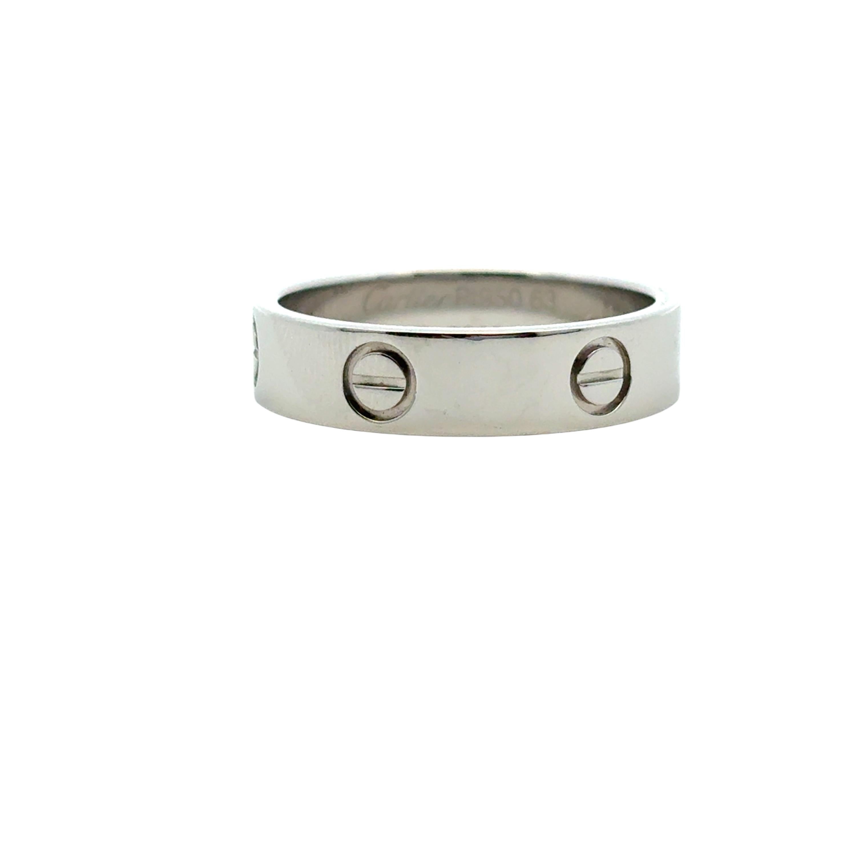Anello Cartier Love Band in platino

Questo splendido anello dell'amore in platino di Cartier è in ottime condizioni ed è pronto per essere spedito!

Design/One: Anello dell'amore
Materiale: Platino
Misura dell'anello: 6,5 (Cartier misura