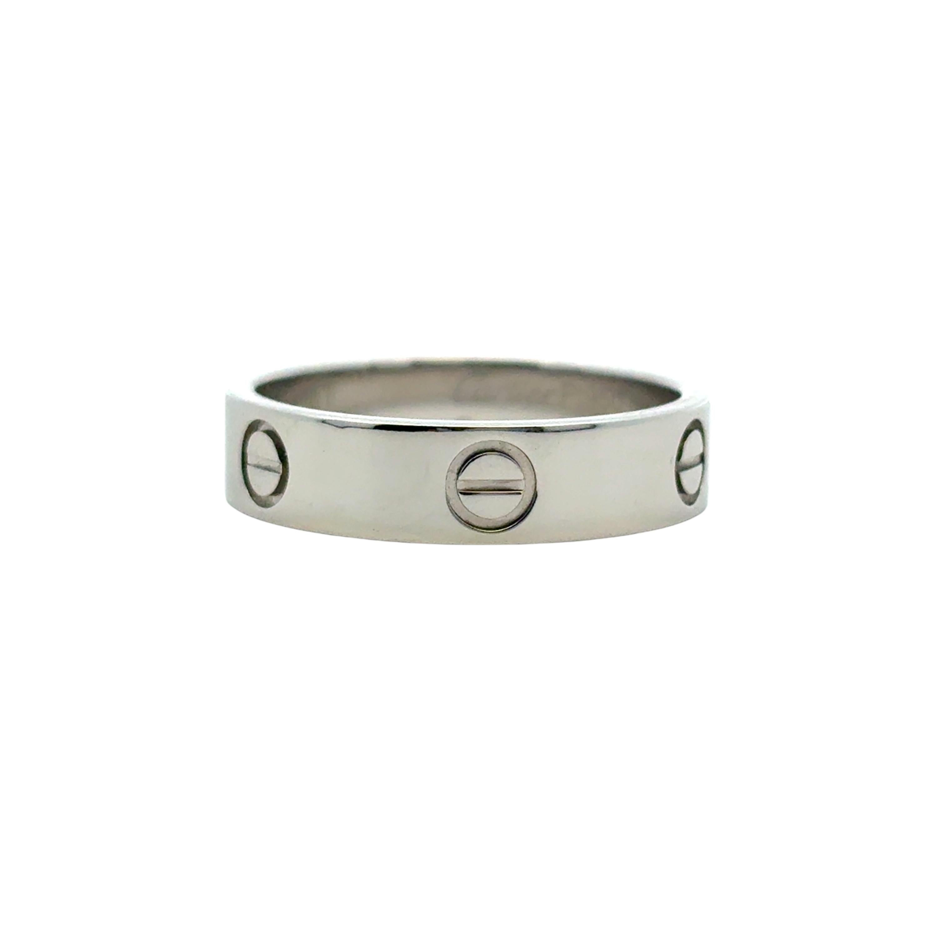 Anello Love Band con diamante in oro bianco 18 carati di Cartier In condizioni ottime in vendita a Boca Raton, FL