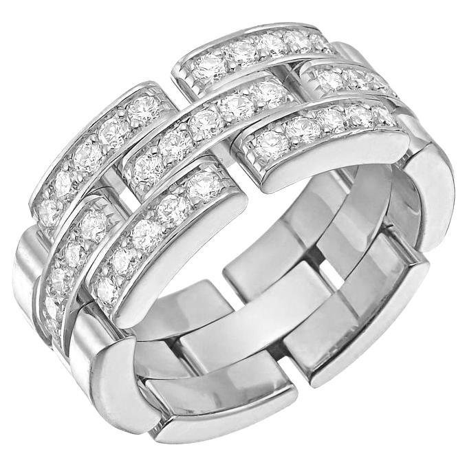 Cartier 18k White Gold Diamond Maillon Panthere Ring For Sale