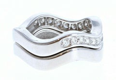 Cartier 18k White Gold & Diamond Neptune Band Set of Two Stacking Rings