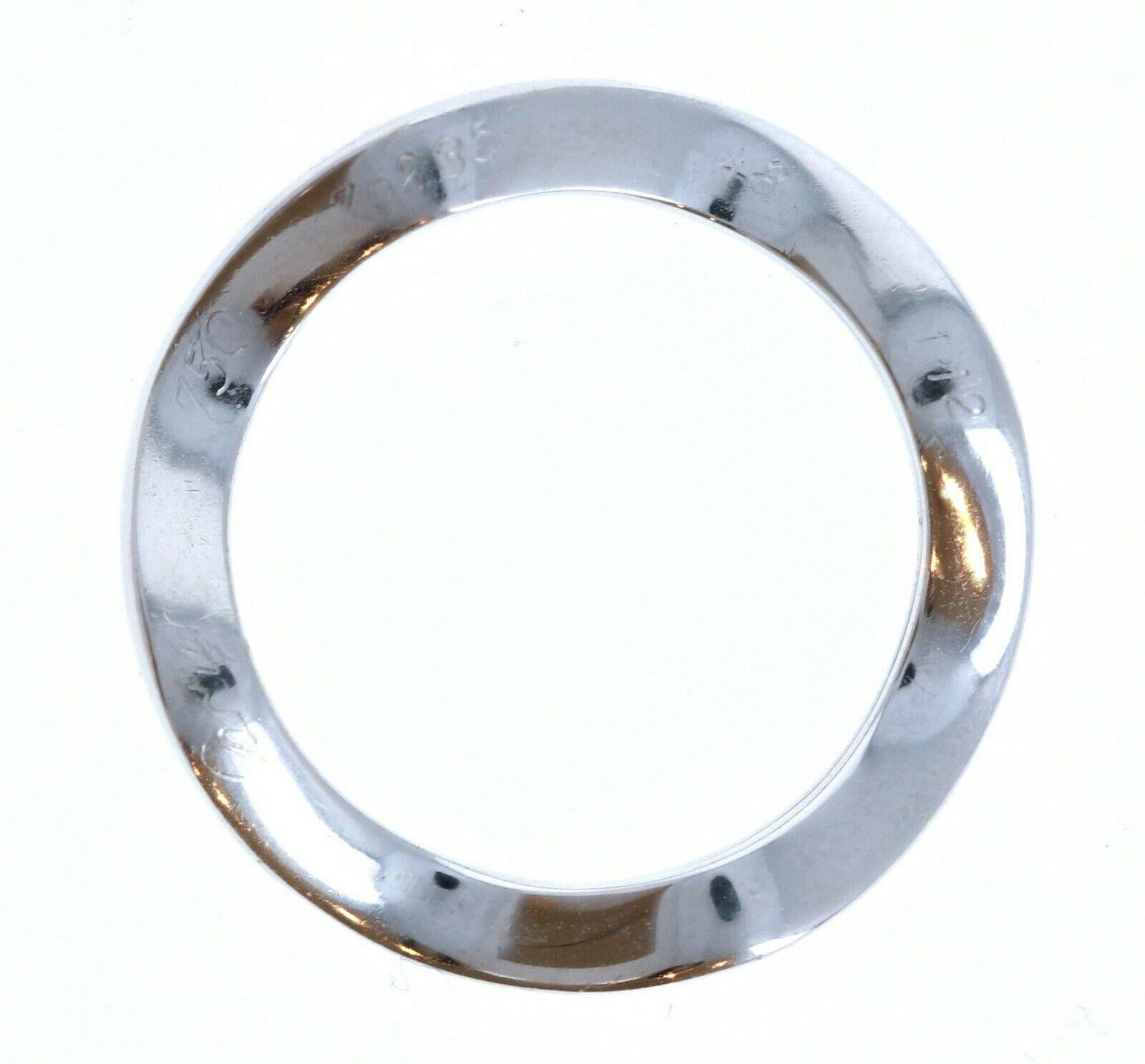 Round Cut Cartier 18k White Gold & Diamond Neptune Band Set of Two Stacking Rings For Sale