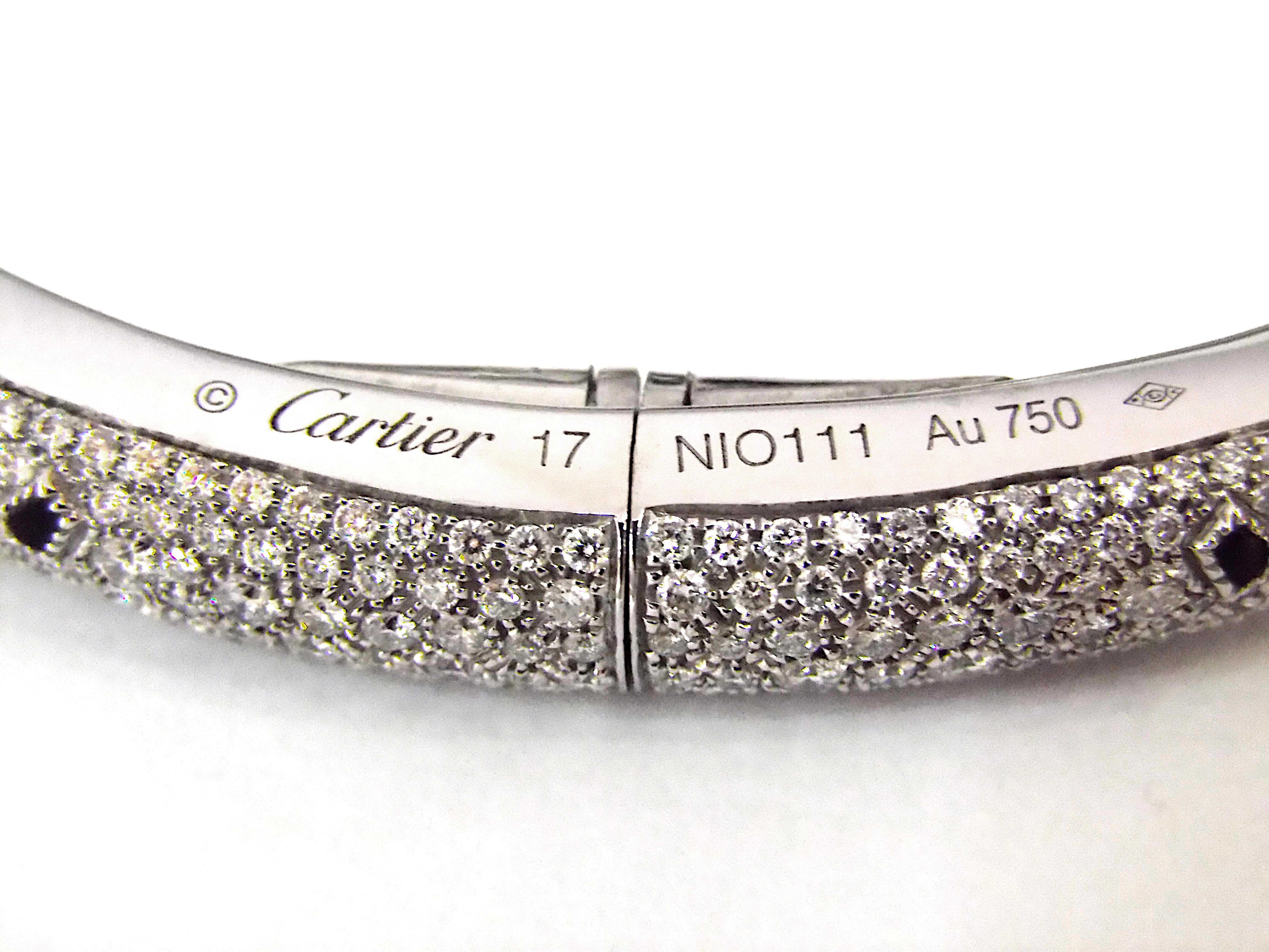 Cartier Panther-Armband aus 18 Karat Weißgold mit Diamanten, Onyx und Smaragd, Frankreich im Angebot 6