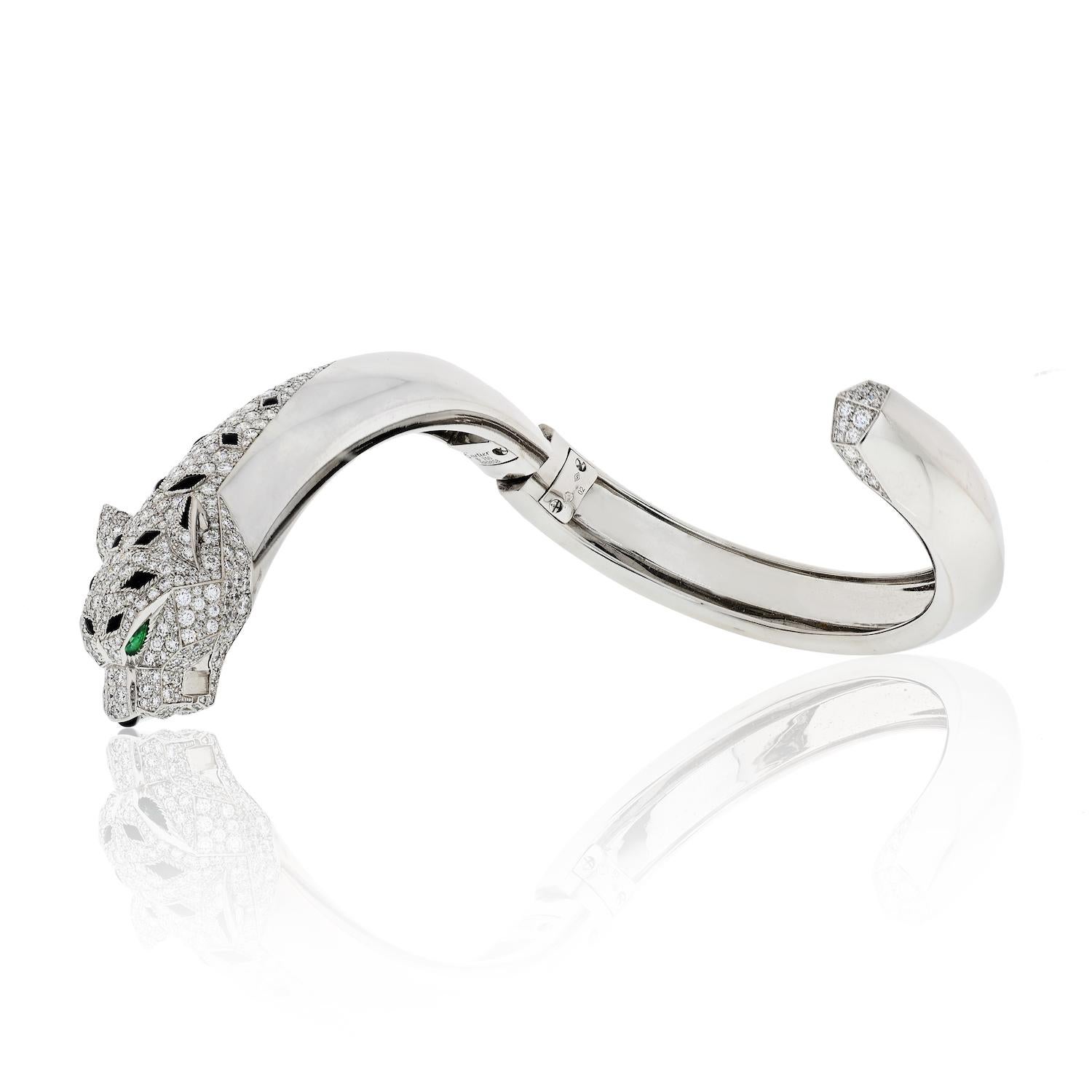 Cartier Panther-Manschettenarmband, 18 Karat Weißgold Diamant (Moderne)