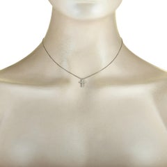 Cartier 18 Karat White Gold Diamond Pave Cross Pendant Necklace