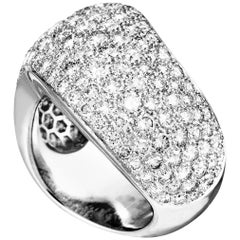 Cartier 18 Karat White Gold Diamond Pave Curved Band Ring