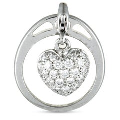 Cartier 18 Karat White Gold Diamond Pave Heart Charm Ring
