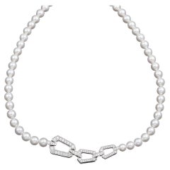 Cartier 18K White Gold Diamond & Pearl Necklace