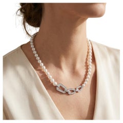 Cartier 18K White Gold Diamond & Pearl Necklace