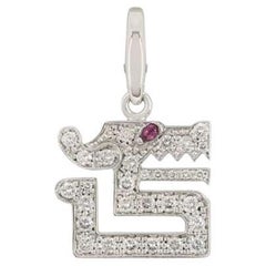 Cartier 18K White Gold Diamond Ruby Le Baiser Du Dragon Charm Pendant