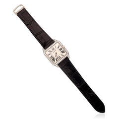CARTIER 18K White Gold Diamond Santos-Dumont LM Mechanical Wristwatch