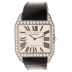 CARTIER 18K White Gold Diamond Santos-Dumont LM Mechanical Wristwatch