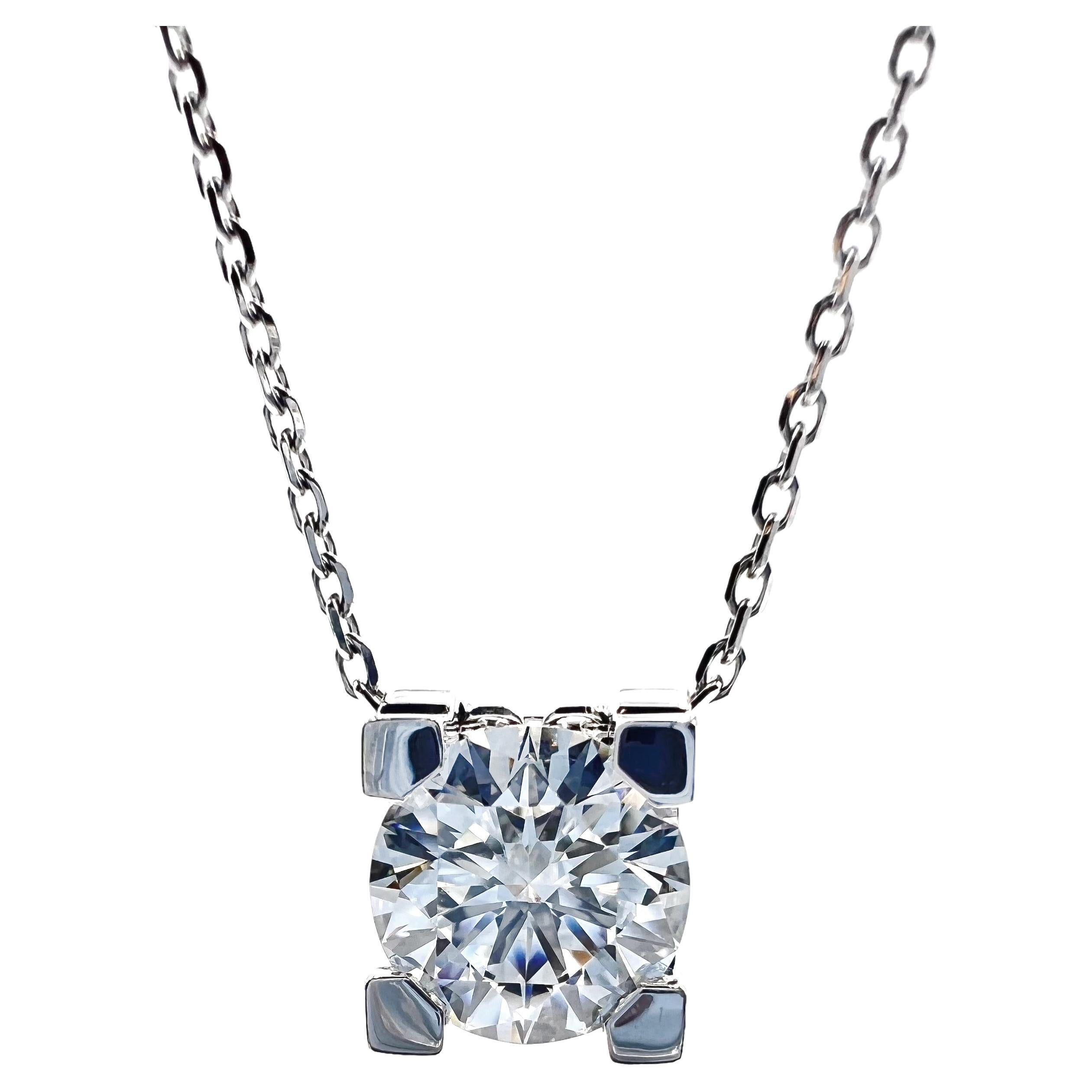 Cartier 18k White Gold 1.23ct. Diamond Solitaire Pendant