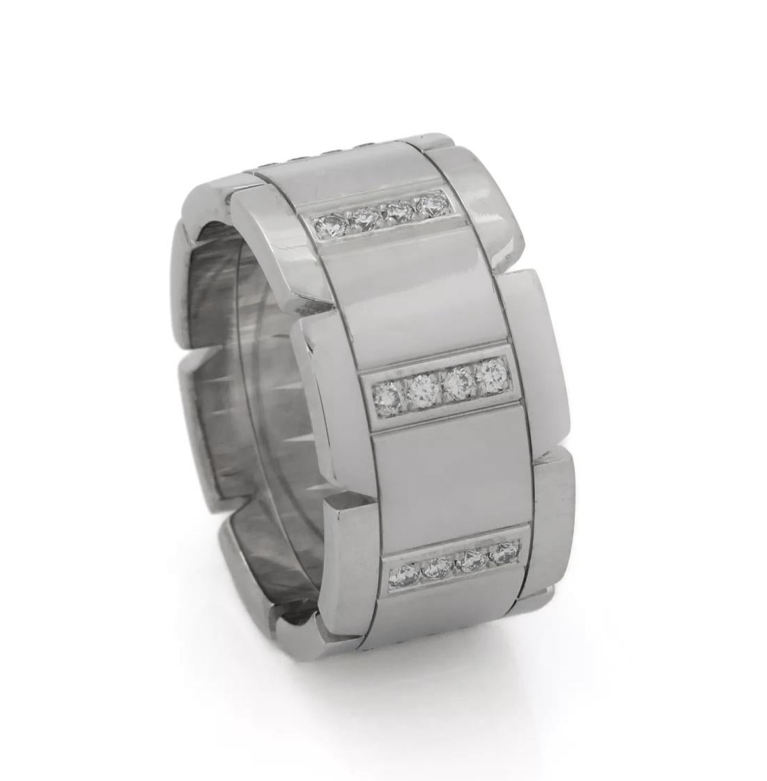 Anillo Cartier Tank Francaise de diamantes de oro blanco de 18 quilates 56 Corte redondo