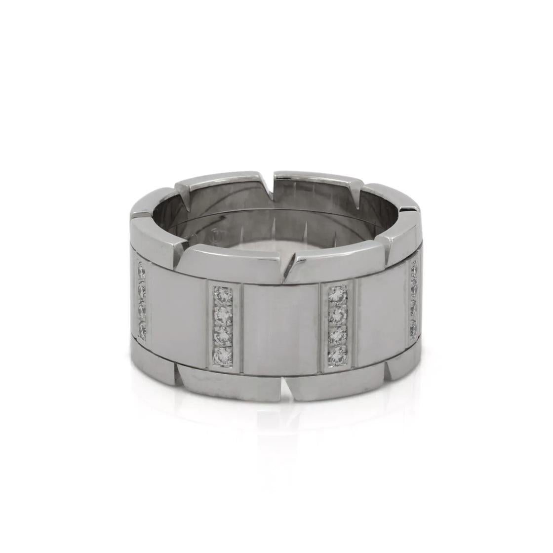Femenino o masculino Anillo Cartier Tank Francaise de diamantes de oro blanco de 18 quilates 56